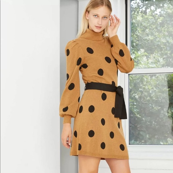 Who What Wear Polka Dot Sweater Dress - Picture 4 of 4